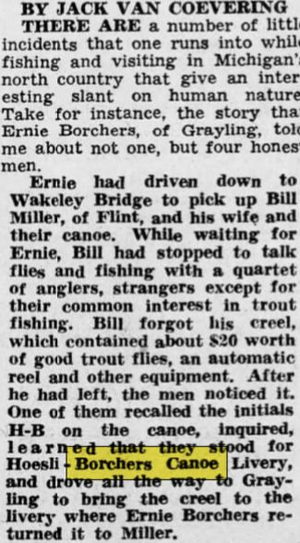 Borchers AuSable Canoe & Kayak - Jun 22 1943 Article